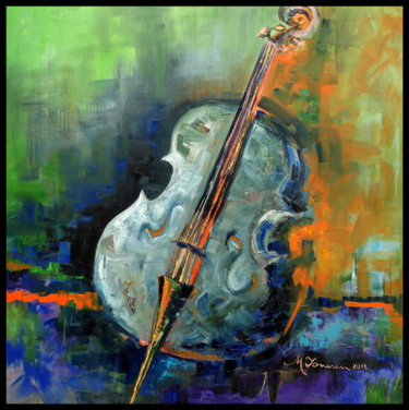 Painting titled ""Cello"" by Mihaela Ionescu, Original Artwork, Oil