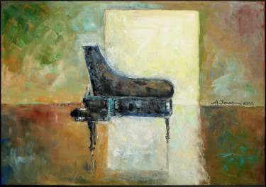 Painting titled ""Music Reflection"" by Mihaela Ionescu, Original Artwork, Oil