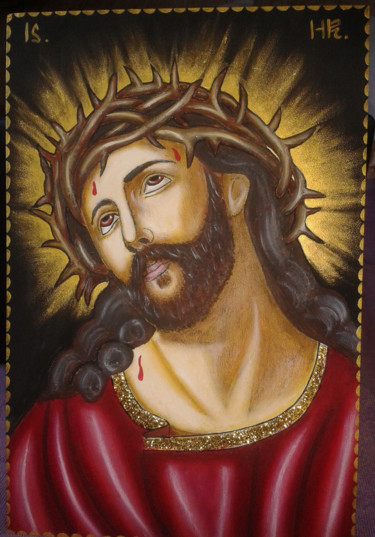 Peinture intitulée "Jesus" par Mihaela Art, Œuvre d'art originale, Huile
