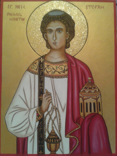 Peinture intitulée "Saint Stefan (First…" par Mihaela Art, Œuvre d'art originale, Huile