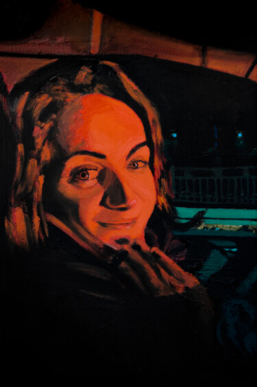 绘画 标题为“The Red Bright Light” 由Mihai Cotiga, 原创艺术品, 油 安装在木质担架架上
