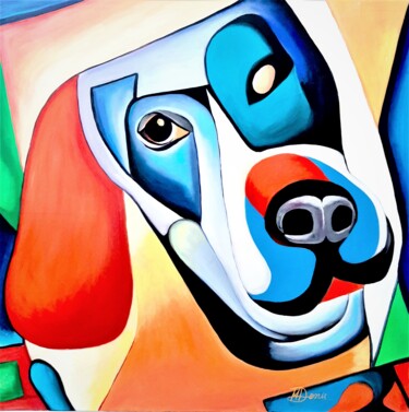 Peinture intitulée "Dog Eye" par Mihai Denis, Œuvre d'art originale, Huile