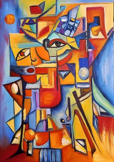 Painting titled "Abstract feeling" by Mihai Denis, Original Artwork, Oil