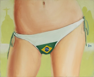 Painting titled "Brazil" by Mihai Florea, Original Artwork, Oil Mounted on Wood Stretcher frame