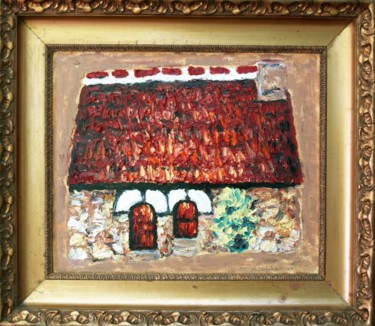 Painting titled "Cottage in France" by Mihai Sarbulescu, Original Artwork, Oil