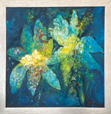 Картина под названием "Two magnolias" - Mihai Teodor Olteanu, Подлинное произведение искусства, Масло Установлен на Деревянн…