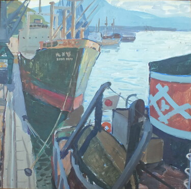 Painting titled "Порт Находка. Японс…" by Mikhail Emil Riabichev, Original Artwork, Tempera