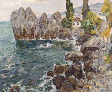 Pintura intitulada "Chehovs Bay" por Mihail Kokin, Obras de arte originais, Óleo
