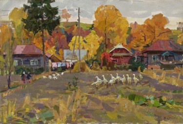 Pintura intitulada "Autumn" por Mihail Kokin, Obras de arte originais, Óleo