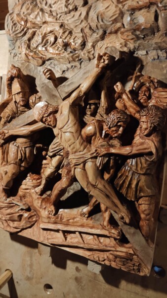 Скульптура под названием "Казнь Христа" - Михаил Кузьменко, Подлинное произведение искусства, Дерево