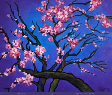 Painting titled "sakura" by Mihaïl Zablodski, Original Artwork, Oil