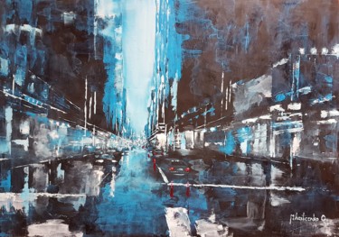 Malerei mit dem Titel "Blue Dusk" von Olga Mihailicenko, Original-Kunstwerk, Öl