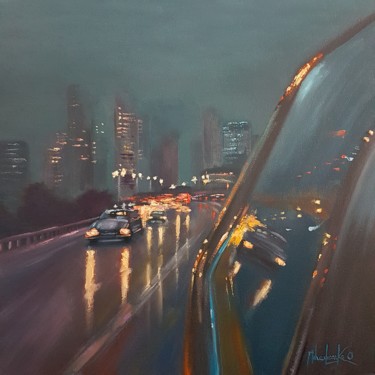 Leaving The City Peinture intitulée "Leaving The City" par Olga Mihailicenko, Œuvre d'art originale, Huile
