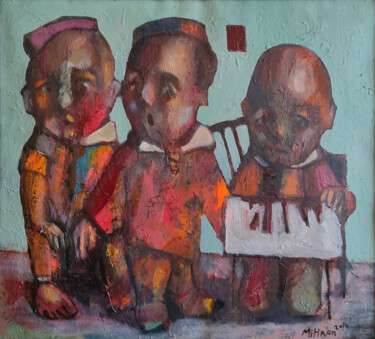 Schilderij getiteld "Musicians" door Mihran Manukyan, Origineel Kunstwerk, Olie