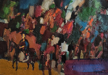 Peinture intitulée "Traveler" par Mihran Manukyan, Œuvre d'art originale, Huile Monté sur Châssis en bois