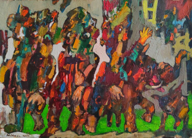 Painting titled "Urban noise" by Mihran Manukyan, Original Artwork, Oil