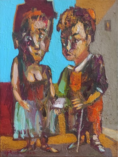 Painting titled "The book of the lov…" by Mihran Manukyan, Original Artwork, Oil Mounted on Wood Stretcher frame
