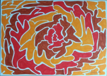 Drawing titled "Farandole" by Mihucette, Original Artwork, Marker