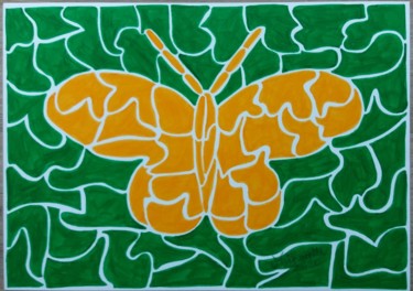 Drawing titled "Papillon" by Mihucette, Original Artwork, Marker