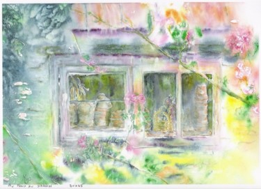Pintura titulada "Au fond du jardin" por Mijo Chambon, Obra de arte original, Acuarela