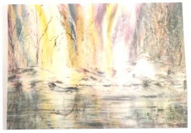 Peinture intitulée "rivière l'hiver" par Mijo Chambon, Œuvre d'art originale, Aquarelle