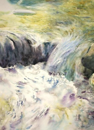Peinture intitulée "Le souffle de l'Eau" par Mijo Chambon, Œuvre d'art originale, Aquarelle