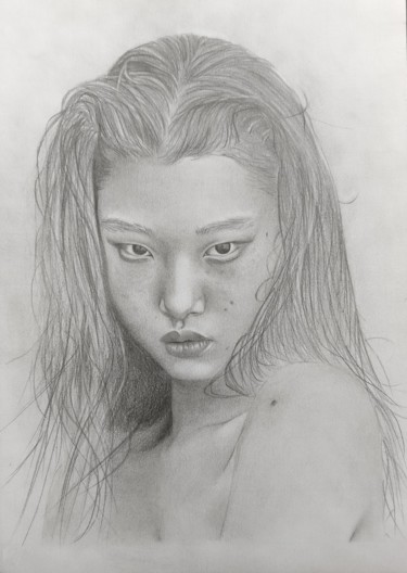Drawing titled "Jeune femme asiatiq…" by Magoah, Original Artwork, Pencil