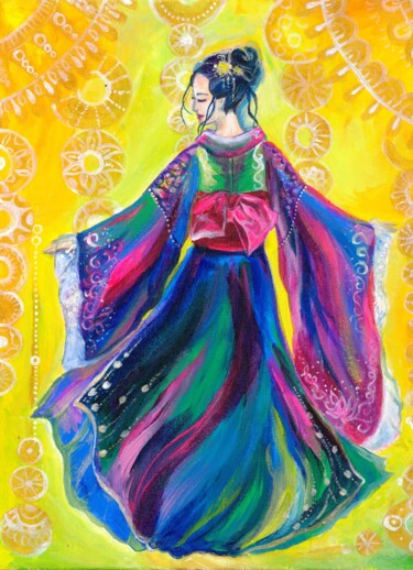 Картина под названием "Geisha in mulrocore…" - Mika Shigeru, Подлинное произведение искусства, Акрил