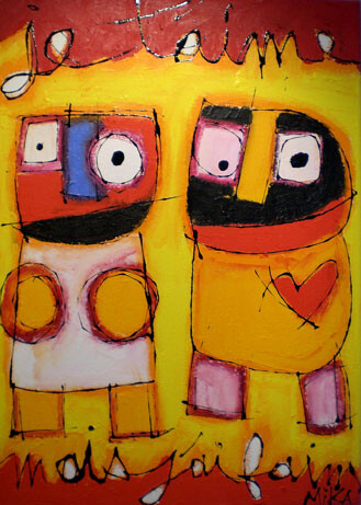 Peinture intitulée "Je t'aime mais j'ai…" par Mika, Œuvre d'art originale