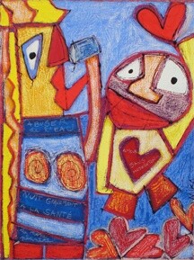Peinture intitulée "Amour sans modérati…" par Mika, Œuvre d'art originale