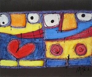 Peinture intitulée "H" par Mika, Œuvre d'art originale