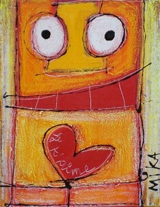Peinture intitulée "Je t'aime" par Mika, Œuvre d'art originale