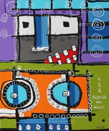 Peinture intitulée "4,5,6 faisons des b…" par Mika, Œuvre d'art originale, Huile