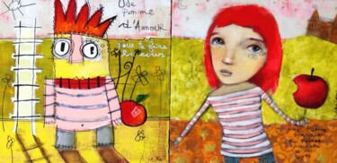 Peinture intitulée "" Pomme d'amour "" par Mika, Œuvre d'art originale, Acrylique