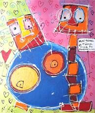 Peinture intitulée "Je t'aime mais tu p…" par Mika, Œuvre d'art originale
