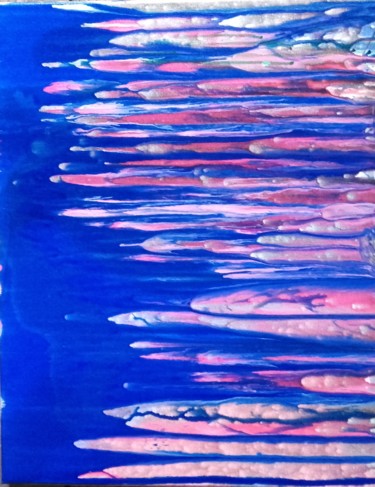 Peinture intitulée "Pluie rosée" par Mv28, Œuvre d'art originale, Acrylique