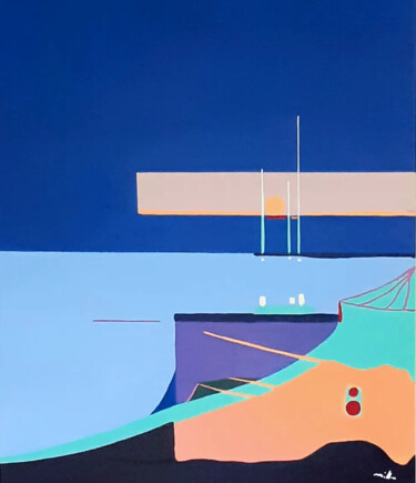 Peinture intitulée "Embarquement" par Mikael Billon, Œuvre d'art originale, Acrylique Monté sur Châssis en bois