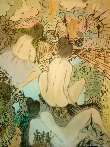 Painting titled "L'île des femmes.jpg" by Mikamika, Original Artwork, Acrylic
