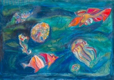 Malerei mit dem Titel "The other ocean" von Mikaya Petros, Original-Kunstwerk, Öl