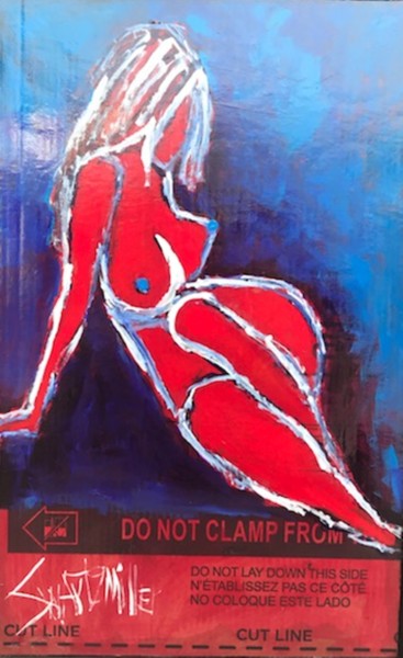 Painting titled "Lady in Red" by Michael Swartzmiller, Original Artwork, Acrylic