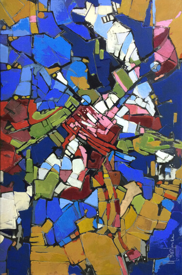 Картина под названием "Абстракция 727" - Mike Bezloska, Подлинное произведение искусства, Акрил Установлен на Деревянная рам…