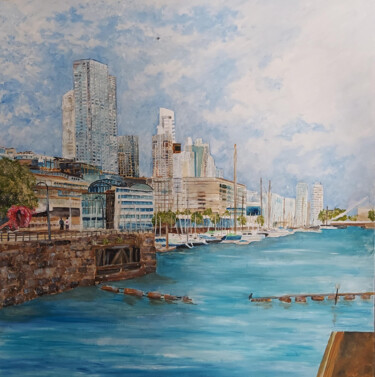 Painting titled "Buenos Aires" by Mike Ferrell, Original Artwork, Oil Mounted on Wood Stretcher frame