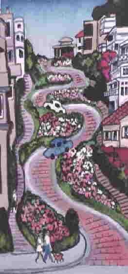Painting titled "LOMBARD ST.,SAN FRA…" by Mike Granatt, Original Artwork, Other