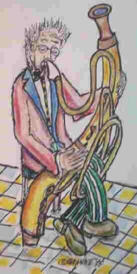 Painting titled "II-76 THE BASSOONIST" by Mike Granatt, Original Artwork, Other