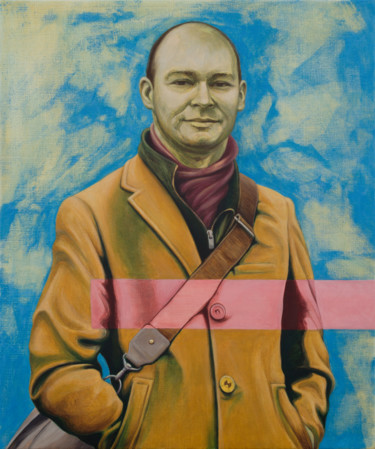 Malerei mit dem Titel "Portrait mit Nullpu…" von Mike Kliemand, Original-Kunstwerk, Tempera