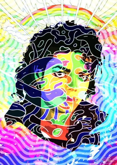 Digital Arts titled "JACKSON VIBES" by Mike Pi, Original Artwork, 2D Digital Work Mounted on Plexiglass