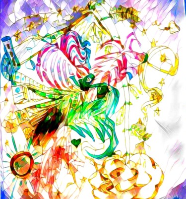 Рисунок под названием "V€gé*Dream" - Mike Pi, Подлинное произведение искусства, Шариковая ручка Установлен на плексиглас