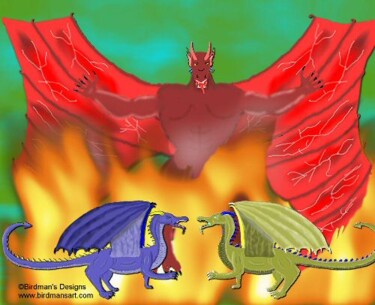 Картина под названием "Lord of Dragons" - Mike Sexton, Подлинное произведение искусства, Другой