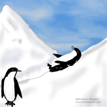Peinture intitulée "Fun in the Snow" par Mike Sexton, Œuvre d'art originale, Huile