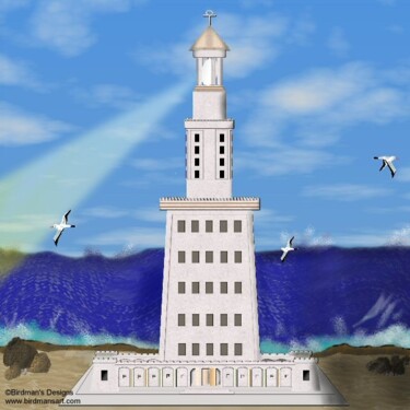 Картина под названием "The Lighthouse of A…" - Mike Sexton, Подлинное произведение искусства, Масло